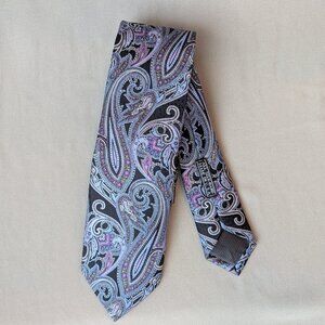 JZ Richards Tie Silk  Paisley Floral Jacquard Textured Made in USA NWOT